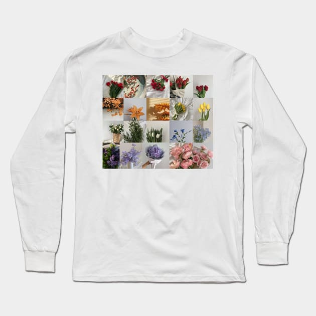 minimal rainbow flower collage Long Sleeve T-Shirt by morgananjos